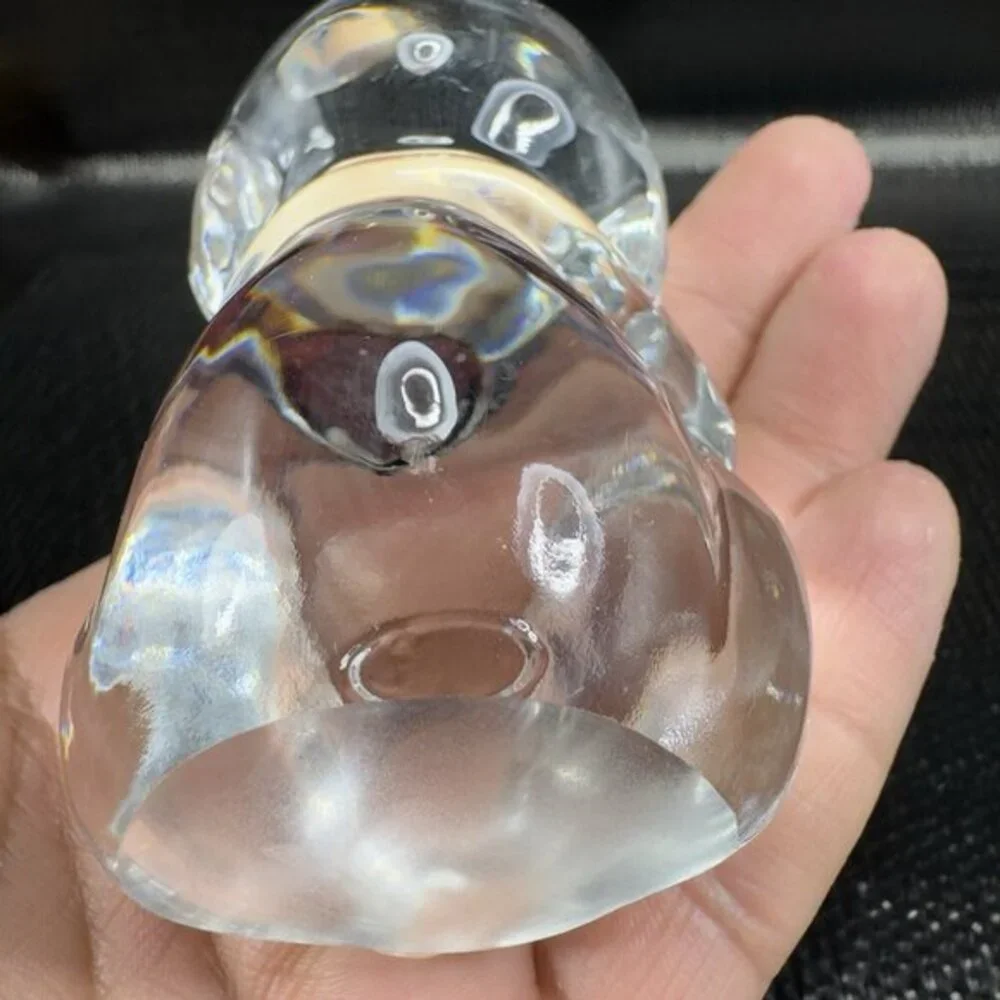 Vintage Fenton Clear Glass Bear Figurine‎ Paperweight With Purple Amethyst Stone